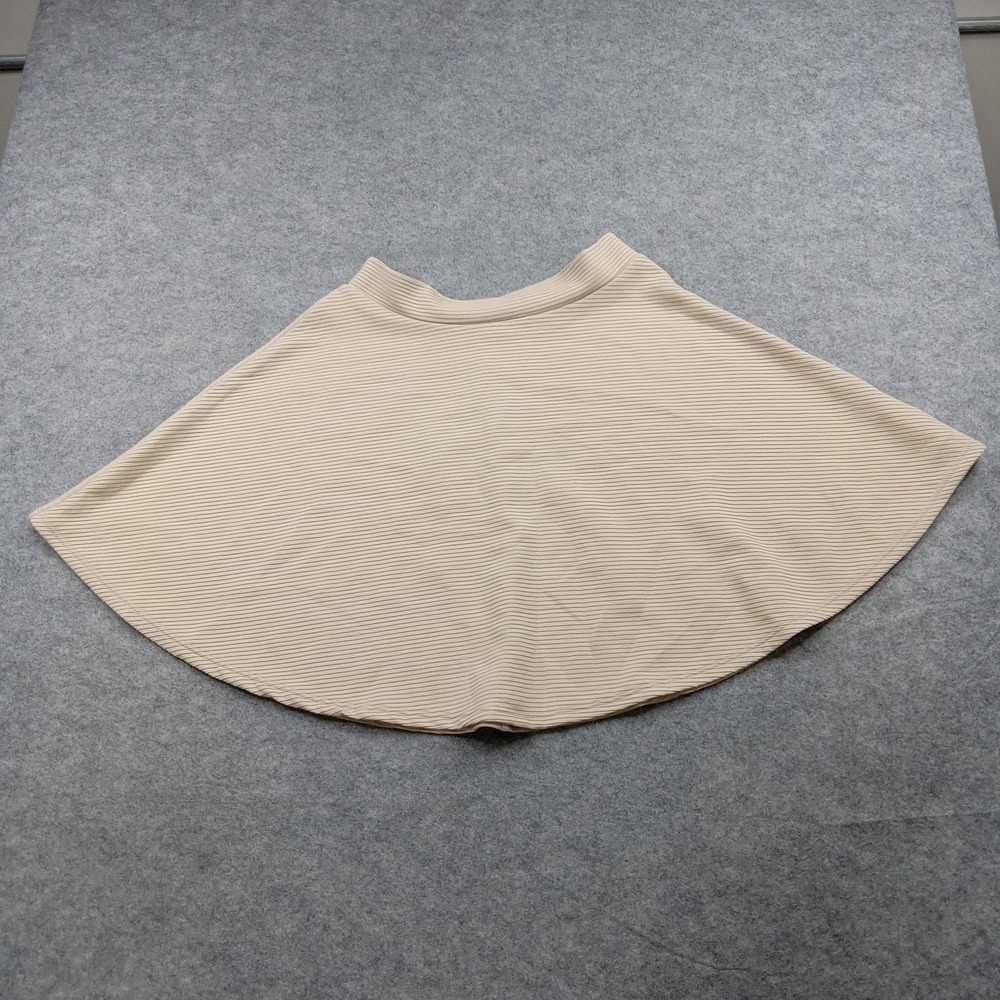 Charlotte Russe Skirt Womens Medium Beige Ribbed Skater Pull On High‎ Waist